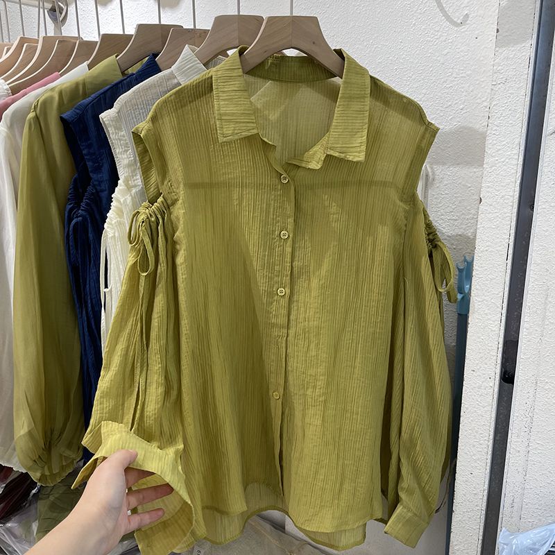 Áo Sơ Mi Chiffon Tay Dài Hở Vai Phong Cách Mới Dành Cho Nữ