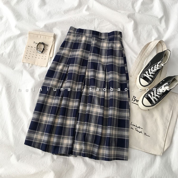 Chân váy kẻ ô dáng dài Vintage Hàn Quốc (HÀNG SẴN)- Có ảnh thật | BigBuy360 - bigbuy360.vn