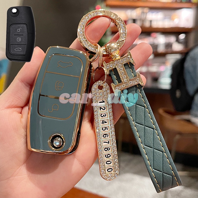 Vỏ TPU Bảo Vệ Chìa Khóa Điều Khiển Từ Xa Cho Xe Hơi Ford Fiesta Focus 2 Ecosport Kuga Escape Falcon B-Max C-Max Eco