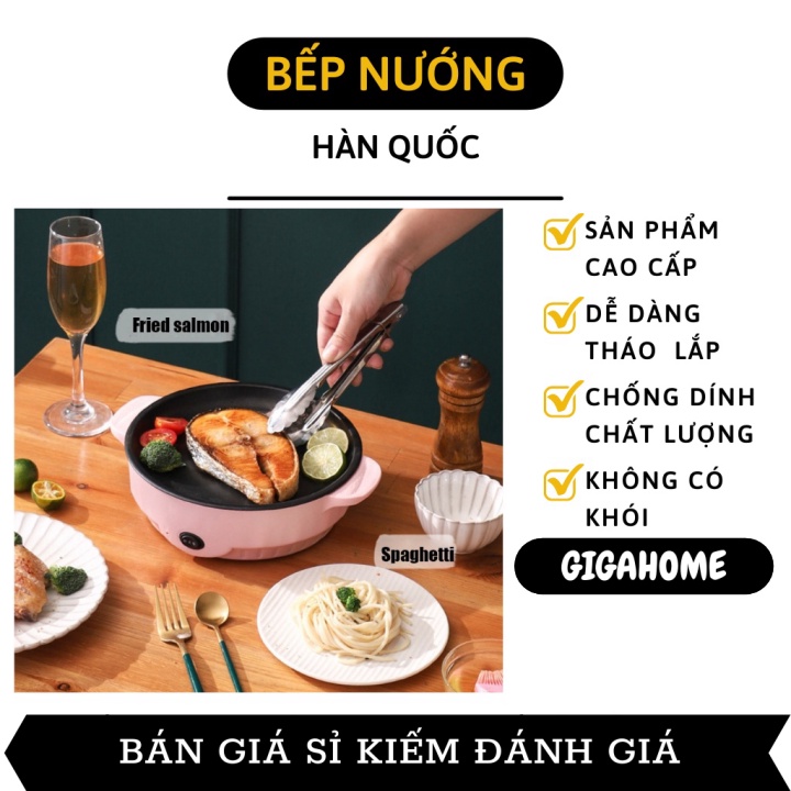 Bếp nướng điện  GIÁ VỐN Bếp nướng điện không khói Hàn Quốc hình tròn mini, vỉ nướng chống dính 9778