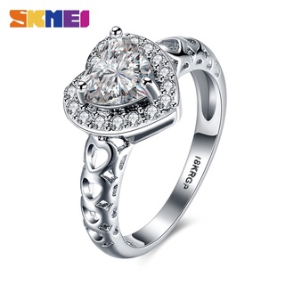 Nhẫn SKMEI mạ bạc mặt đá trái tim