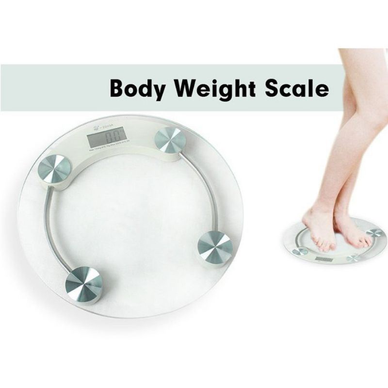 Cân sức khỏe - Cân điện tử hình tròn mặt kính cường lực tiện dụng Max 180kg