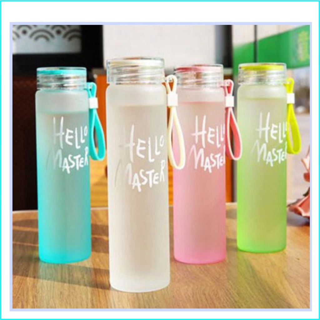 [Free Ship] Bình đựng nước thủy tinh Hello Master 450ml nhiều màu