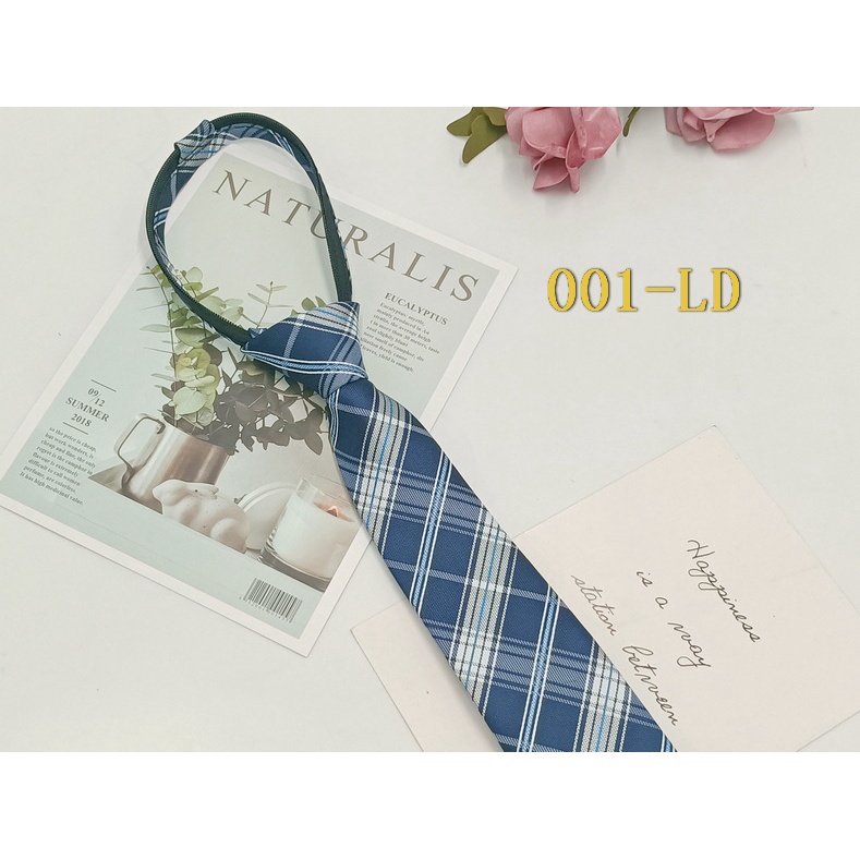 Cà Vạt Đồng Phục Học Sinh Nhật Bản Kẻ Sọc Caro Bản Hẹp 24H Không Cần Cà Vạt