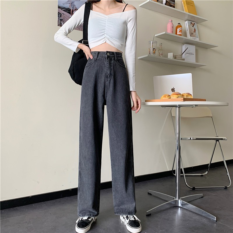 [SẴN] Quần jeans nữ ống rộng Ulzzang Quảng Châu QDJ10