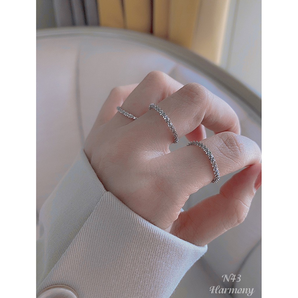 Nhẫn nữ bạc cao cấp  Sparkling thiết kế đính đá sang chảnh, nữ tính N43| TRANG SỨC BẠC HARMONY