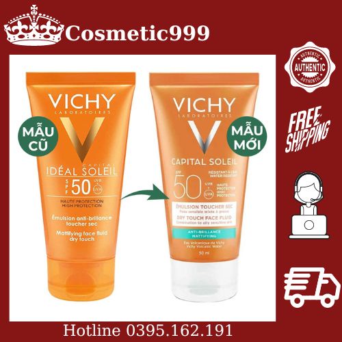 Kem chống nắng Vichy ideal soleil pháp chính hãng dành cho da dầu lâu trôi kiềm dầu spf50, PA+++ 50ml Cosmetic999
