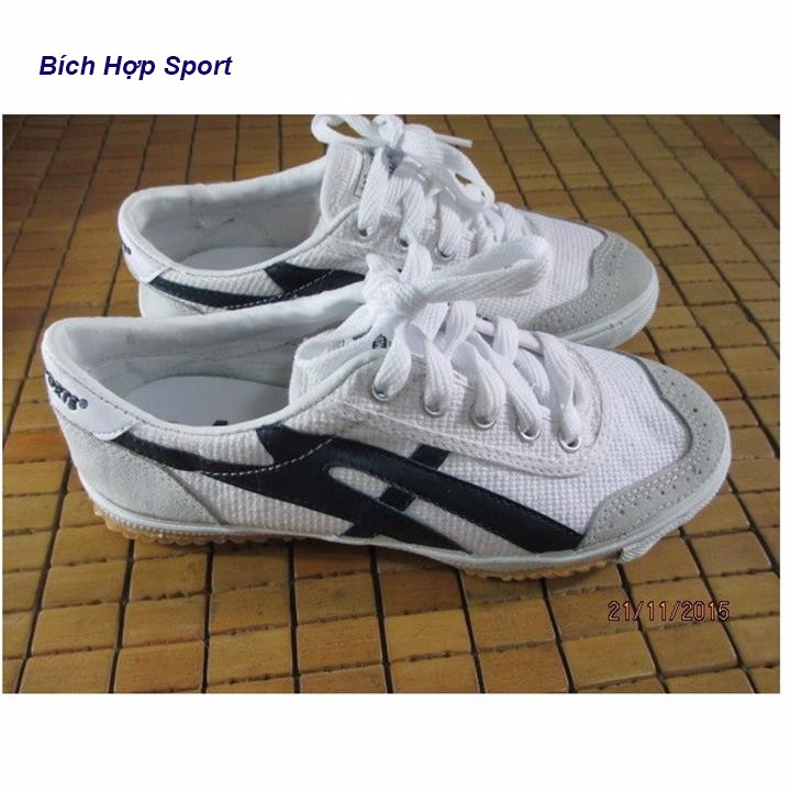 Giày thể thao màu trắng ASIA chính hãng có sọc màu đen và đỏ cổ thấp cột dây cho nam  A-75 | BigBuy360 - bigbuy360.vn