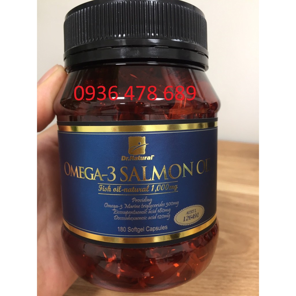 (CÓ QUÀ TẶNG) Viên dầu cá Hồi Dr Natural Omega 3 Salmon Oil- Hộp 180 viên