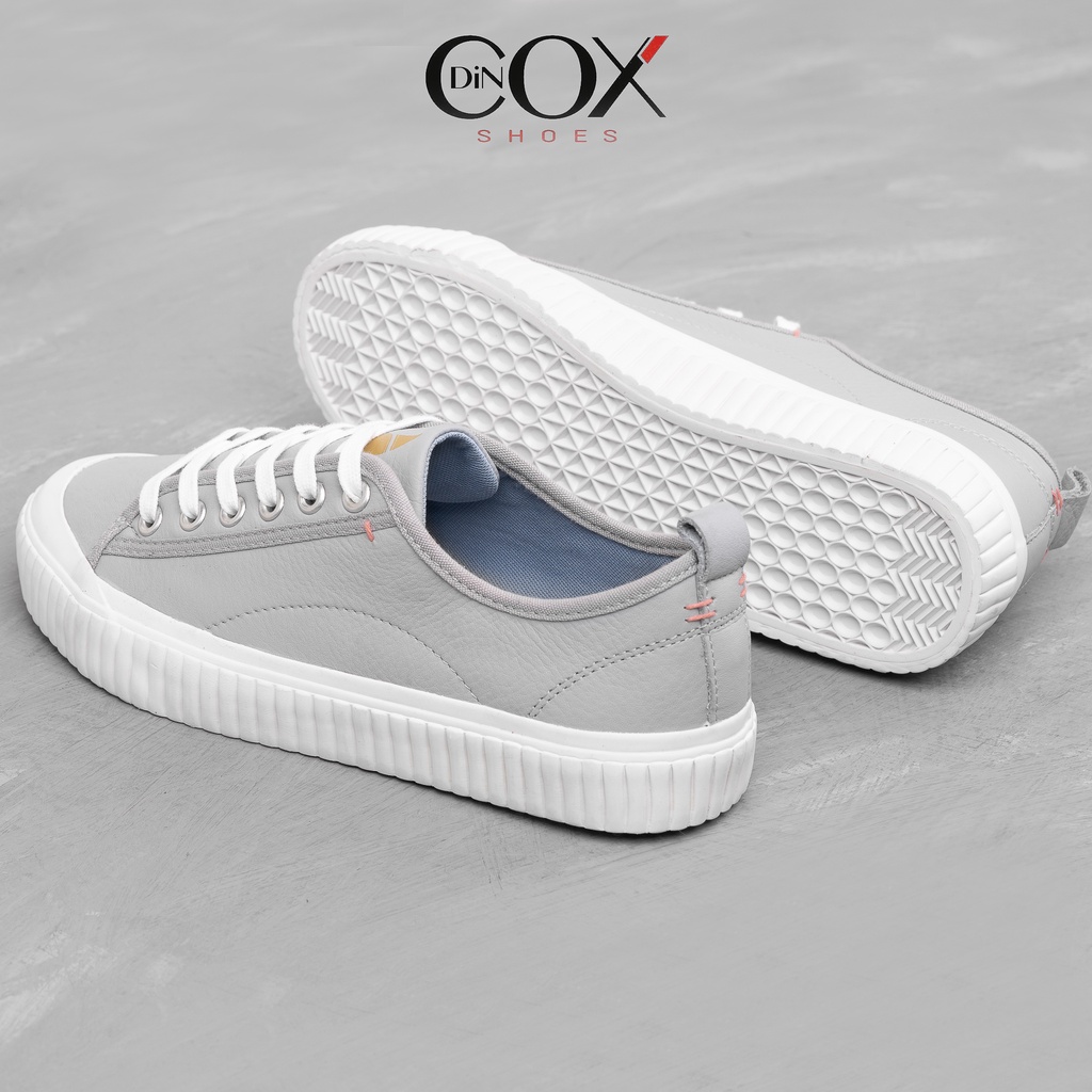 Giày Sneaker Da Bò Thật Nữ DINCOX E02 Grey Sang Trọng