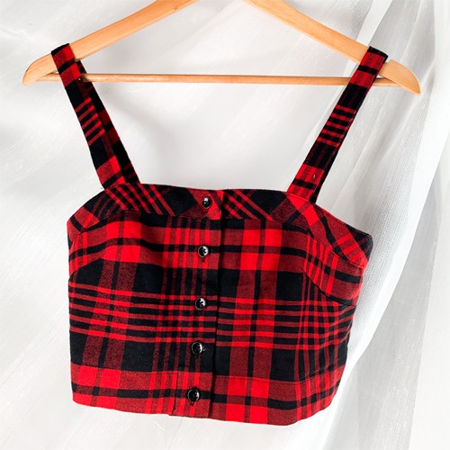 Áo 2 dây croptop - Tartan Croptop kẻ sọc
