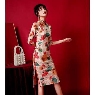 Đầm Sườn Xám Cách Tân Xẻ Tà Cao Phong Cách Retro Thượng Hải Quyến Rũ Dành Cho Nữ Dự Tiệc