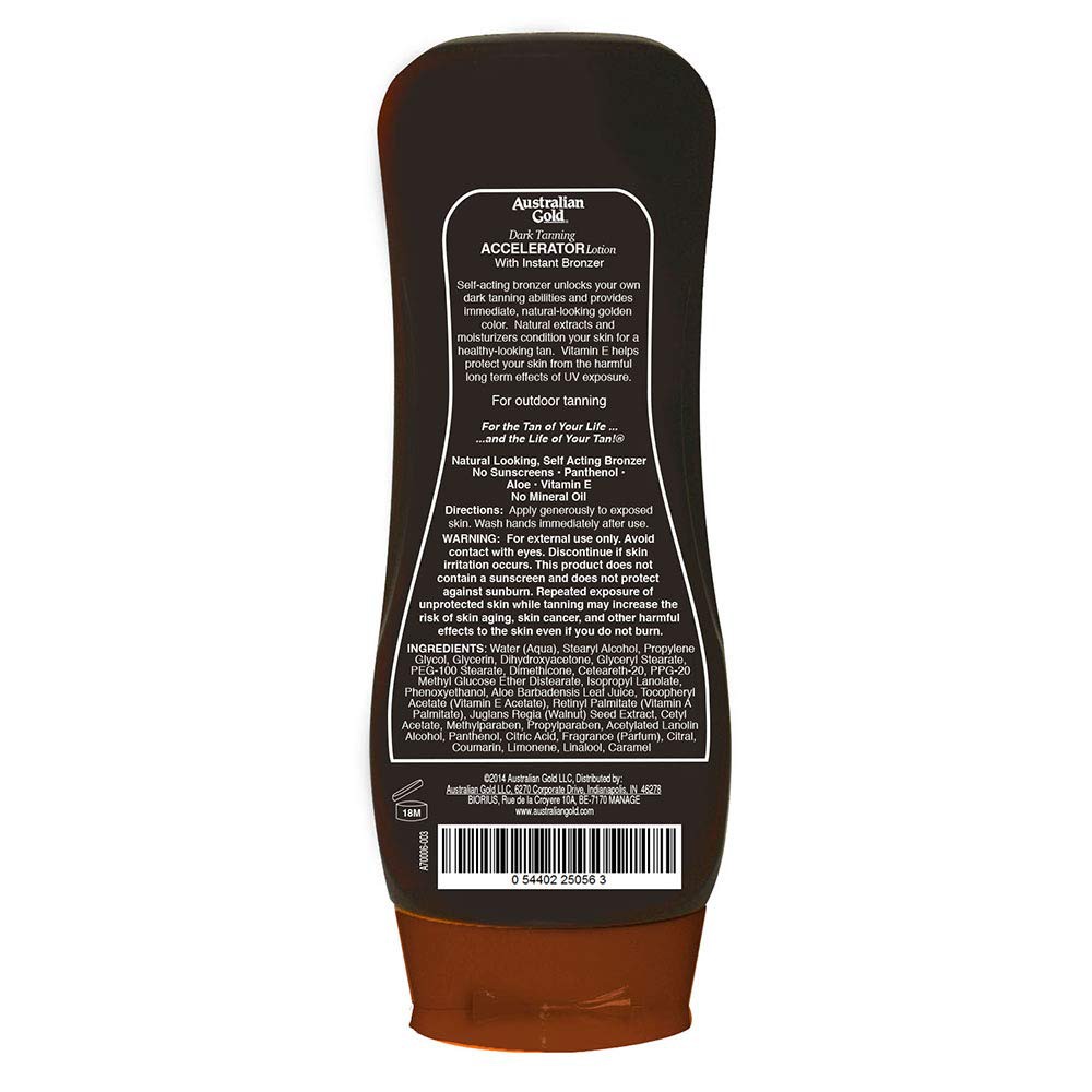 Kem giúp da bắt nắng &amp; nhuộm da nâu đậm Australian Gold Dark Tanning Bronzing Accelerator Lotion With Bronzer 237ml (Mỹ)