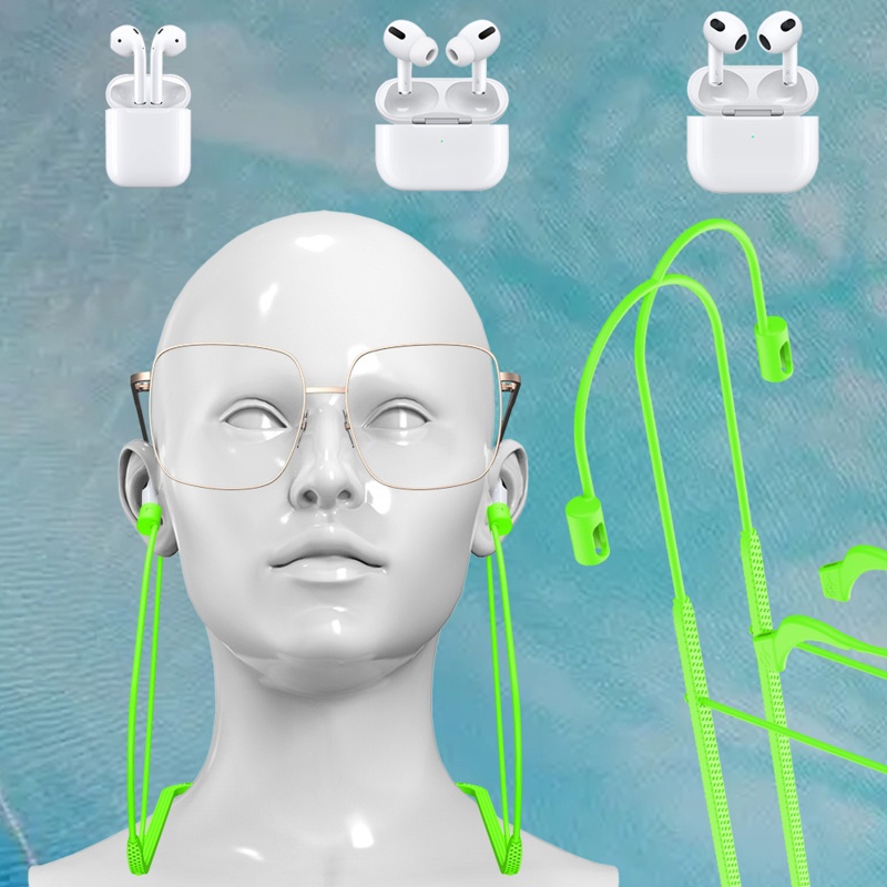 Vỏ Bảo Vệ Hộp Sạc Tai Nghe Không Dây Air Pods Pro 1 / 2 / 3 Bằng Chất Liệu Silica Gel Mềm Gắn Dây Đeo Cổ Chống Thấm Nước Chống