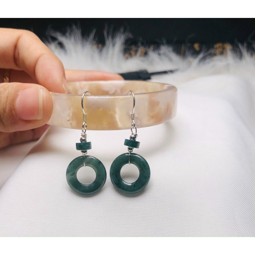 Hoa tai bạc 925 mix đá lam ngọc