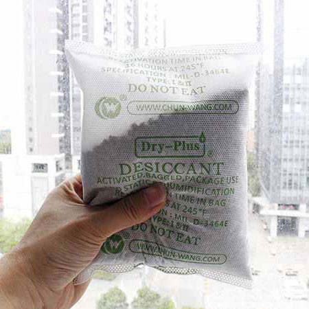 Gói hút ẩm clay desiccant, hạt đất sét hoạt tính thân thiện môi trường, túi vải không dệt loại 100g