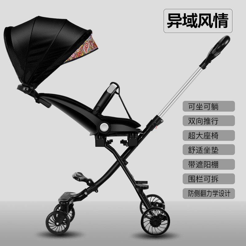 Xe Đẩy Gấp Gọn M8 đảo chiều 3 tư thế ngồi ngả nằm cho bé, Bảo thành 6 tháng, có đệm và mái che - BST xe đẩy cho bé