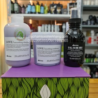 Set dầu gội/xả/xả khô davines love smoothing suôn mượt 250ml/250ml