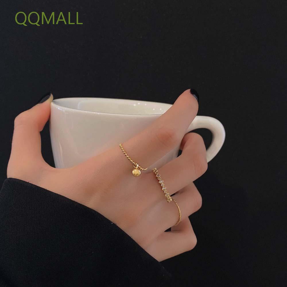Bộ 3 Nhẫn Đeo Ngón Tay Bằng Đồng Đính Đá Zircon Nhiều Màu Phong Cách Hàn Quốc Cổ Điển Dành Cho Nữ