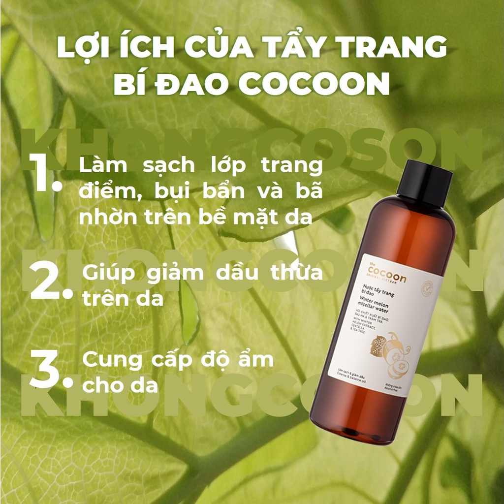 Nước tẩy trang Cocoon Micellar Water làm sạch sâu và dịu nhẹ