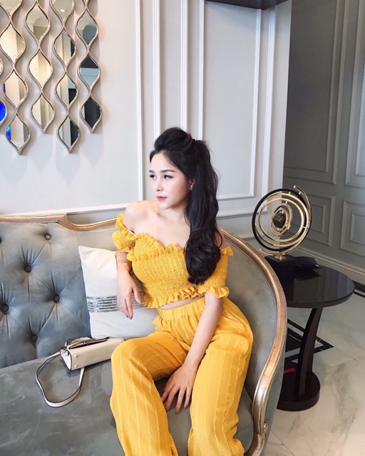 Áo bẹt vai voan cổ đắp chéo_có video