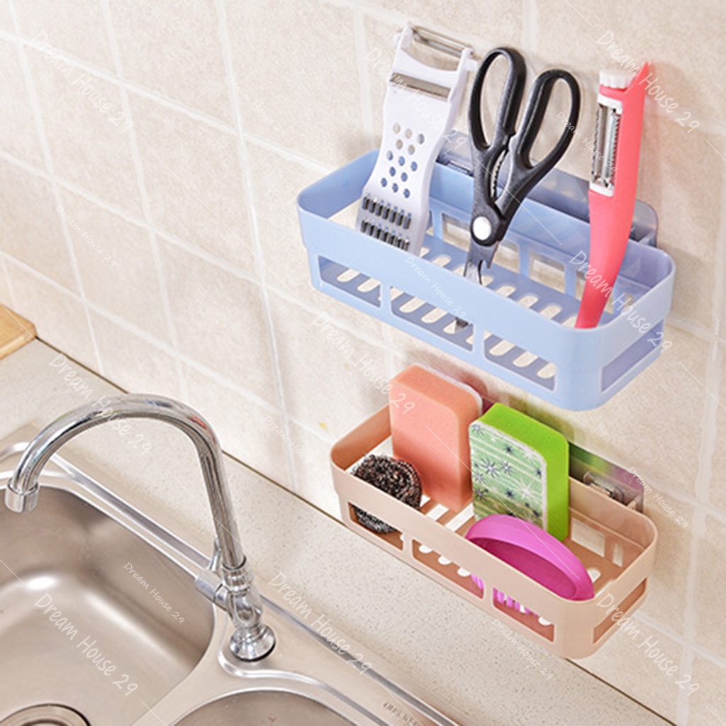 Kệ nhựa đựng đồ nhà tắm, nhà bếp dán tường nhựa abs nhiều màu kích thước 26cm x 10cm x 7cm