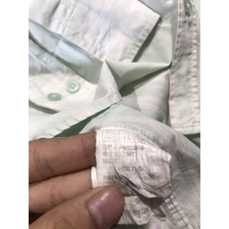 Áo sơ mi dài tay POLHAM màu trắng ngọc thêu nổi size L