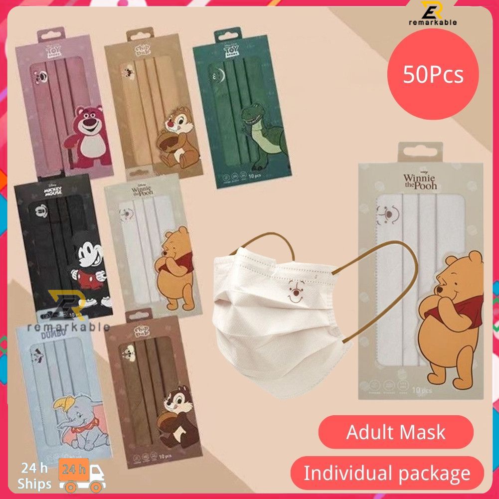 Sẵn Sàng Cổ 50 Con Cá Nhân Gói Trưởng Thành Đóng Gói Disney Đồng Bằng Morandi Loạt Nhân Vật Hoạt Hình Ba Mắt Mickey 3 lớp Bảo Vệ Mặt Nạ