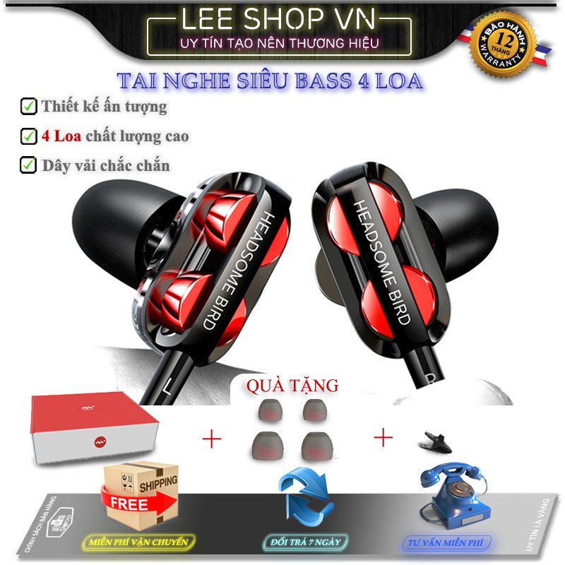 Tai Nghe Nhét Tai Siêu Bass 4 Loa LS99 - Chất Âm Cực Đã, Nghe Nhạc, Xem Phim 7D - Hongbiao SM - Lee Shop