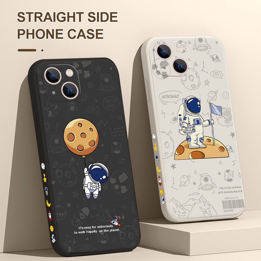 Ốp Điện Thoại Mềm Cho iPhone SE3 2020 13 Pro Max 12 Pro Max 11 Pro Max X Xs Max Xr 6P 7P 8P 6 7 8 SE 2020 Soft Silicone Cartoon Astronaut BK3 BK4