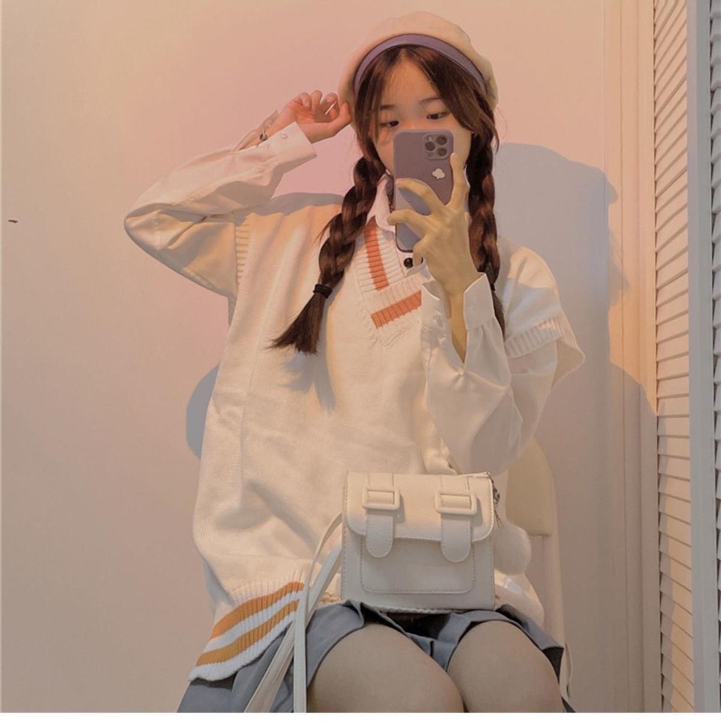 Áo len không tay cổ chữ v thiết kế mới thời trang theo phong cách Hàn Quốc dành cho nữ