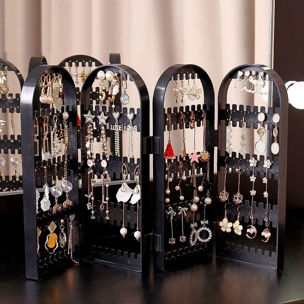 Giá Đỡ Trưng Bày Bông Tai Bằng Nhựa Trong Suốt Có Thể Gấp Gọn Phong Cách Hàn Quốc