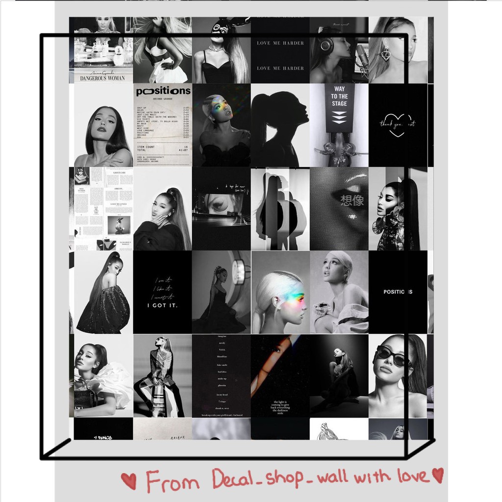 Wall Collage dán tường trang trí decor phòng ngủ - ca sĩ USUK Ariana Grande - theme trắng đen