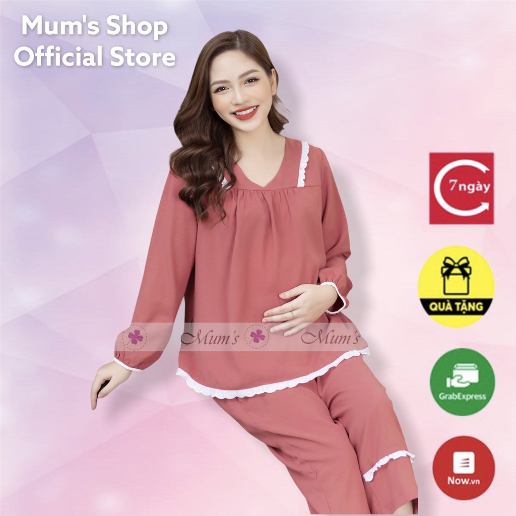 ĐỒ BỘ BẦU VÀ SAU SINH FREESHIPBSS060 Bộ voan dài hồng gạch đủ sz S-M-L