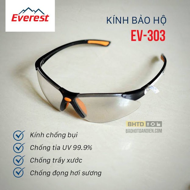 (RẺ, CHÍNH HÃNG!!) Kính bảo hộ Everest EV303 | Kính chống bụi, chống gió, kính chống tia UV dùng chạy xe đi đường