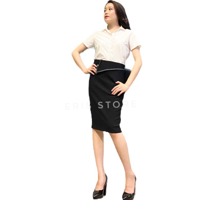 CHÂN VÁY CAO CẤP- Chân váy công sở bút chì vạt chéo ERIS VNXK Siêu đẹp - ER0024 | BigBuy360 - bigbuy360.vn