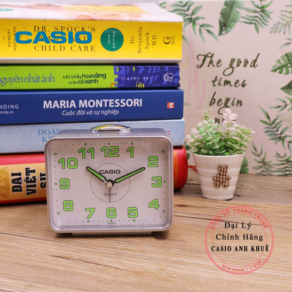 Đồng hồ để bàn Casio TQ-218-8DF báo thức, dạ quang ( 9×10.7×6 cm )