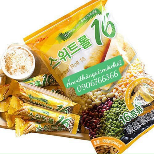 Bánh Ngũ Cốc Cuộn 16 Loại Đậu Sweet Roll Hàn Quốc Gói 190g