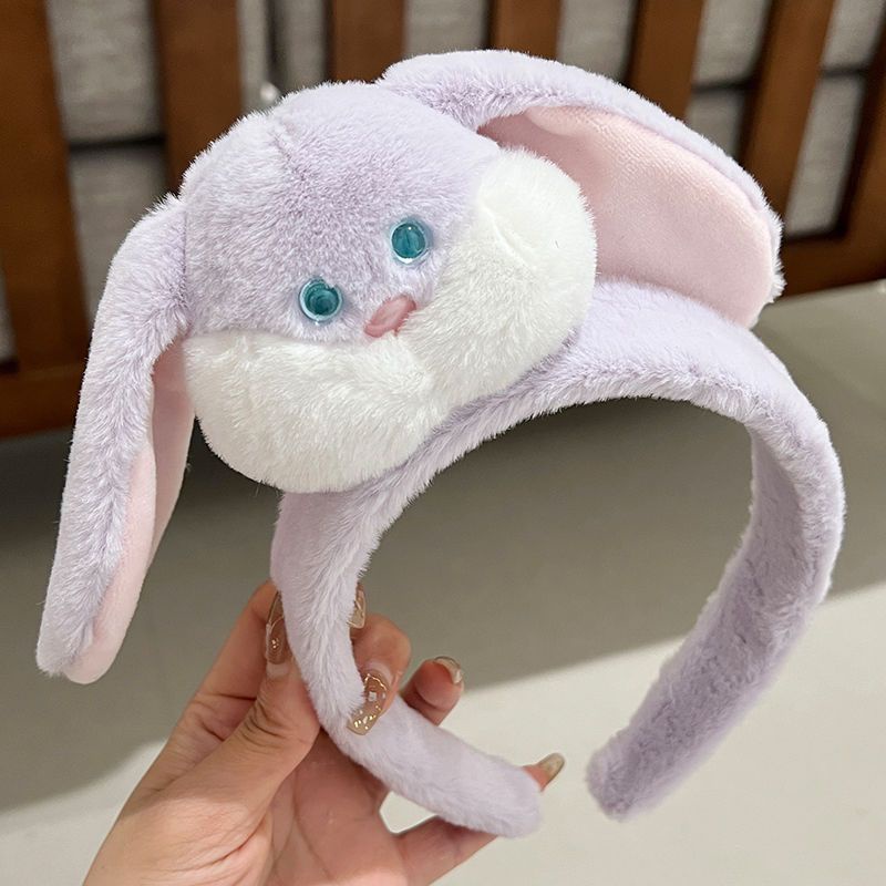 Băng Đô Cài Tóc Tai Thỏ Phối Lông Dễ Thương Phong Cách Hàn Quốc