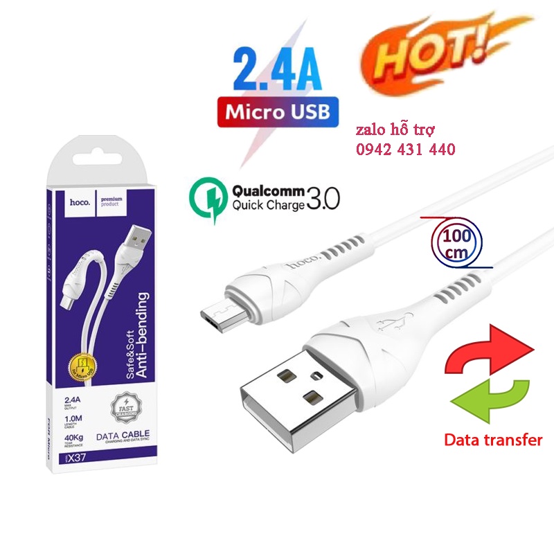 Dây Các Sạc Micro USB Hoco X37 1M Chính Hãng