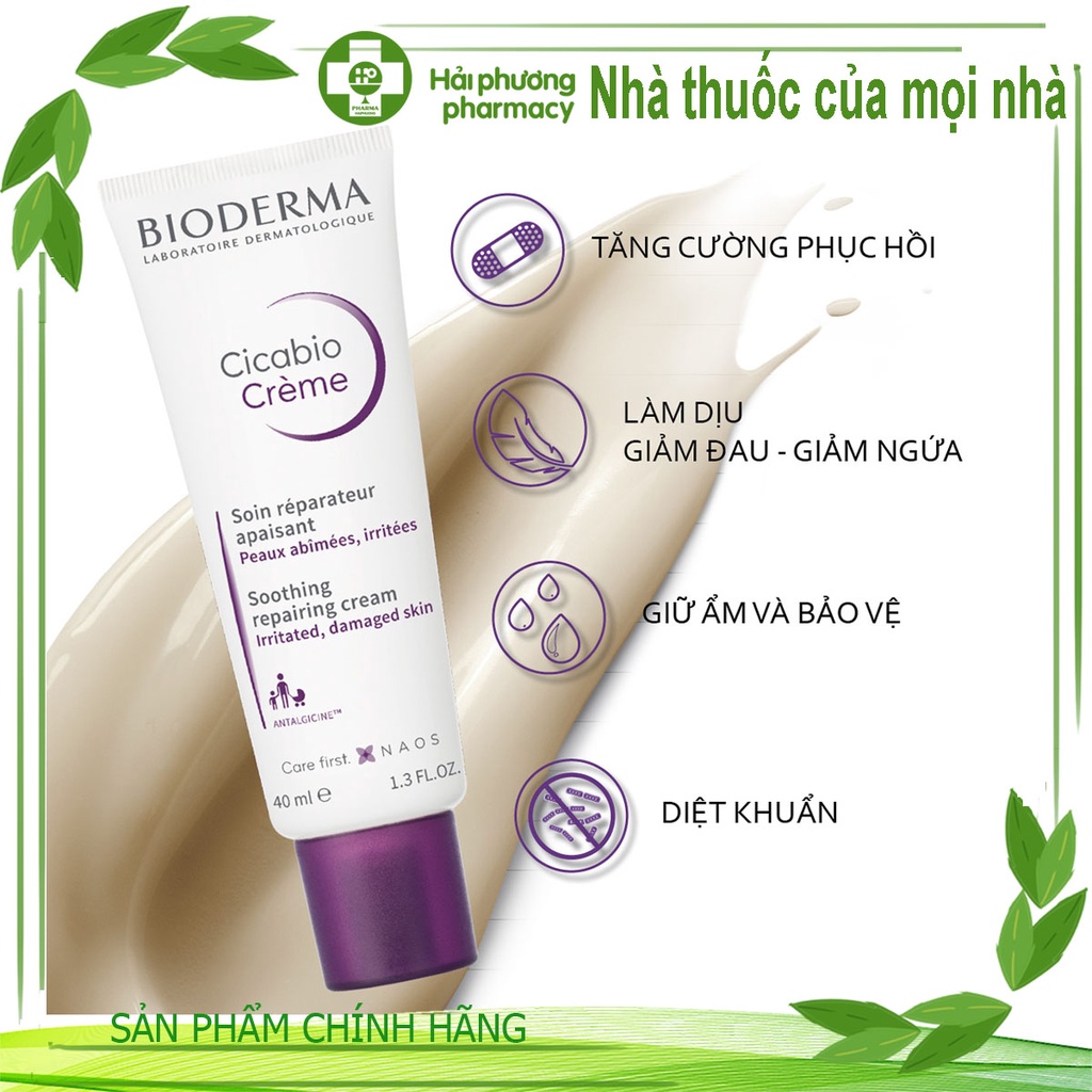 Kem Dưỡng Bioderma Tím Dưỡng Ẩm Phục Hồi Da Bioderma Cicabio Crème Bioderma 40ml