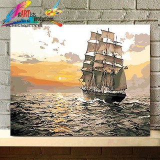Tranh sơn dầu số hóa phong cảnh - Cánh buồm no gió