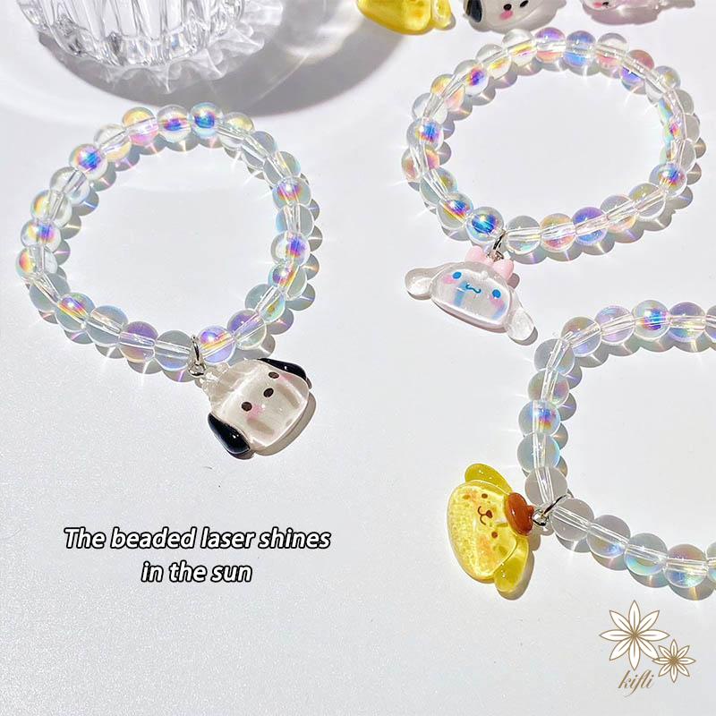 【kifli】Sanrio Vòng Tay Chuỗi Hạt Trong Suốt Hoạ Tiết Hoạt Hình Cún Cinnamon Dễ Thương Xinh Xắn