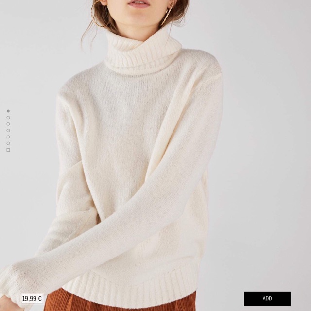 Áo len trắng + bốt + len đen Bershka