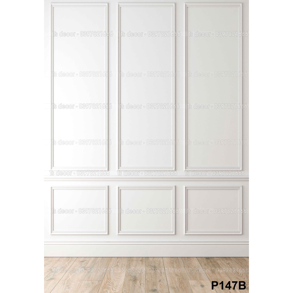 Phông Nền Livestream Chụp Ảnh 3D 5D Màu Trắng Giả Phào Chỉ Hiện Đại