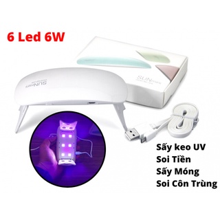 Đèn Uv Mini Sun 6 Bóng 6W Có Chân Đứng, Sấy Keo Uv, Sấy Móng Tay