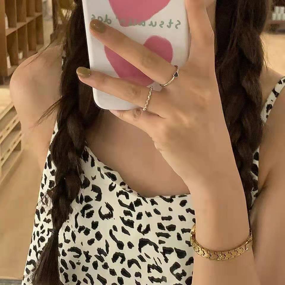 Set 2 nhẫn đeo ngón tay bằng kim loại phong cách thời trang cho nữ