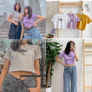 {sẵn}- ÁO CROPTOP ONLY 3 MÀU VÀNG TRẮNG TÍM HOT CHẤT ĐẸP - hot 2020
