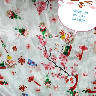 Vải gấm 3D may đồ tết cho mẹ và bé