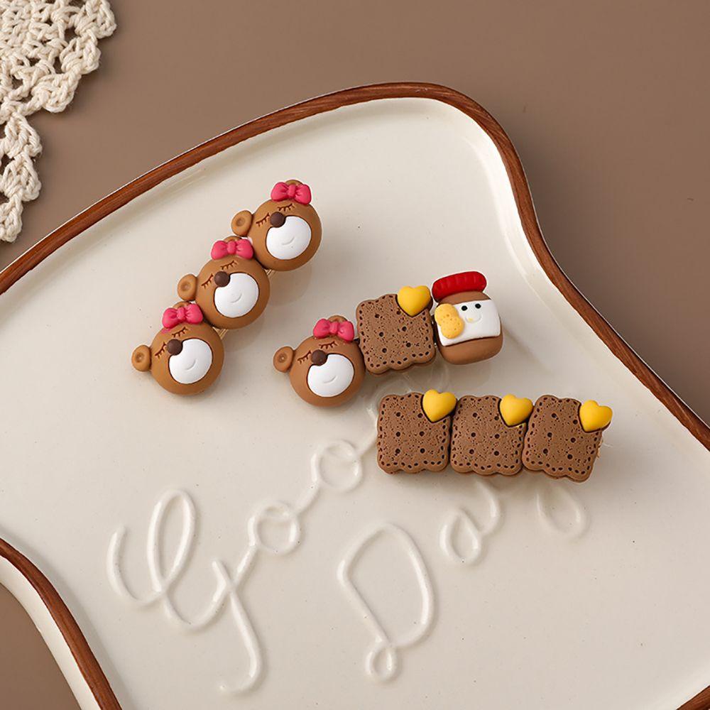 Kẹp Tóc Hình Bánh Quy / Gấu Hoạt Hình Đáng Yêu Cho Nữ VANES1